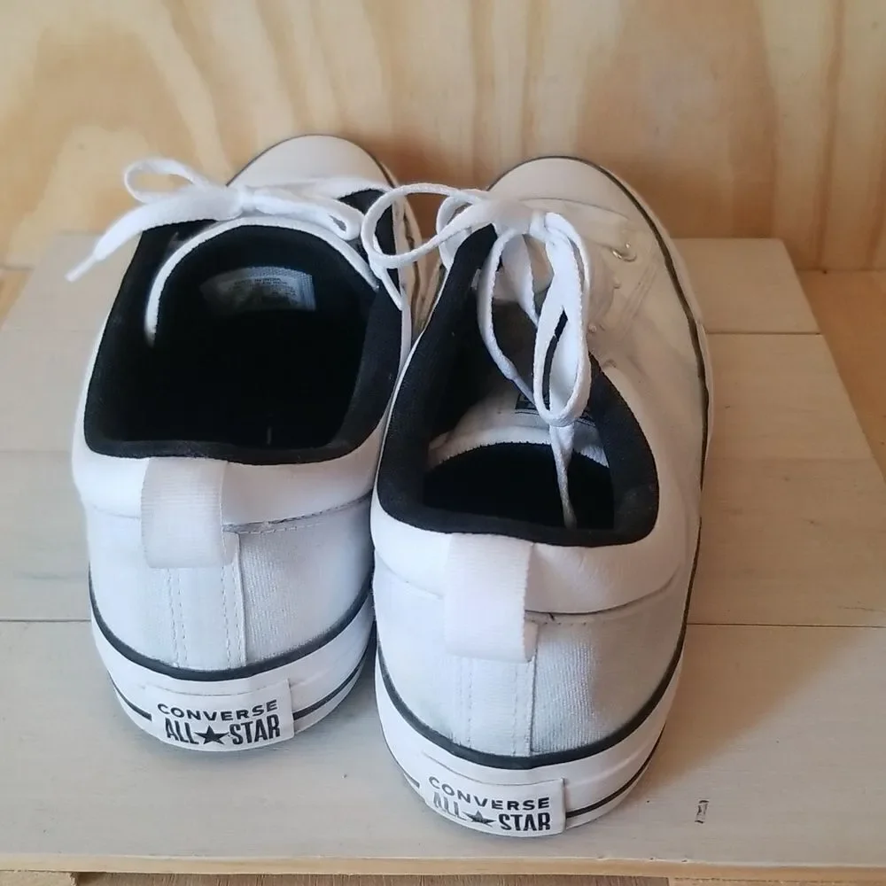 Converse White and Black Canvas Sneakers with Rubber Toe Caps Mens size 13 - Picture 4 of 7